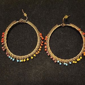 Multi Color Round Costume Hoop Earrings